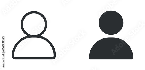 User profile icon set, person account avatar symbol, outline and solid silhouette style. Vector illustration.