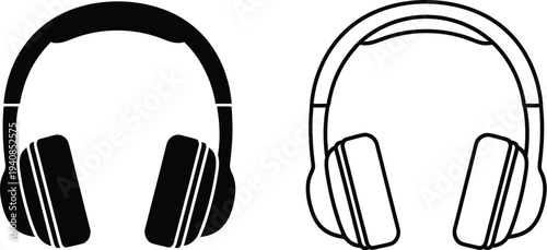 Modern headphones design - over ear & on ear style isolated on transparent background, Vector