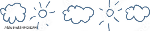 Cloud and Sun Border Doodle Divider