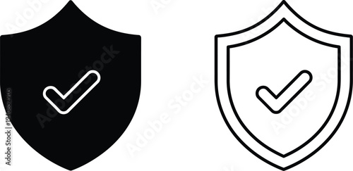 Secure checkmark shields - trusted icons set isolated on transparent background, Vector