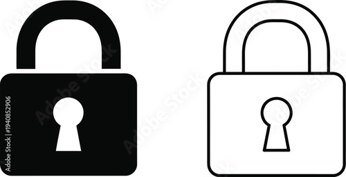 Modern lock icons - secure, minimalist design vector isolated on transparent background, Vector