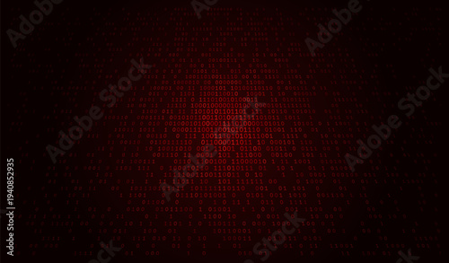 Crimson Data Explosion From Digital Core - Binary Fragments Radiating Through Dark Space