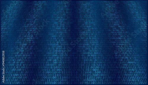 Binary Cascade Through Digital Twilight - Cyan Data Streams Converging Into Infinite Depth