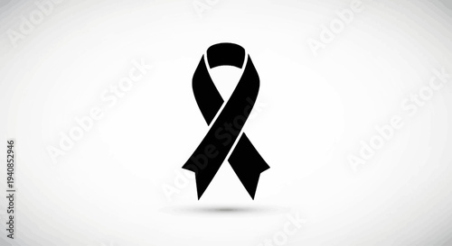 Black Ribbon Symbolizing Mourning and Grief.