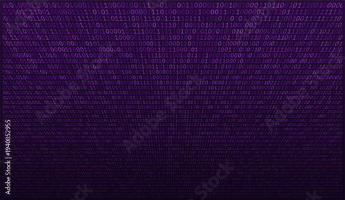 Violet Descent Into Digital Abyss - Top Down Binary Rain Falling Through Purple Haze