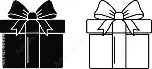 Elegant gift boxes with ribbon - minimalist holiday design isolated on transparent background, Vector