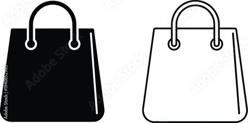 Modern minimalist handbag silhouettes comparison isolated on transparent background, Vector