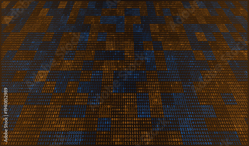 Sunset Gradient Binary Highway Stretching Toward Golden Horizon - Warm Data Road Trip