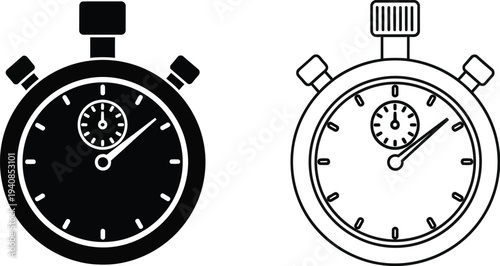 Stopwatch clipart - digital and analog timers isolated on transparent background, Vector