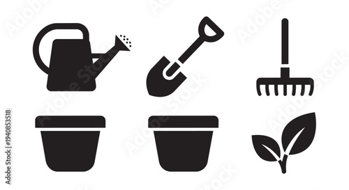 Gardening tools and plant pots for urban gardening and home decor