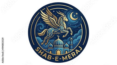 Wallpaper Mural Shab-E-Meraj Vector Logo with Buraq and Mosque Torontodigital.ca
