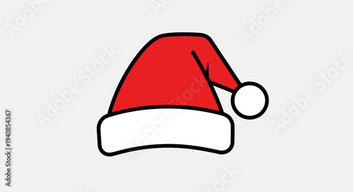 Classic Red Santa Hat with White Pompom and Brim for Festive Season in Bright Studio