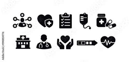 Healthcare, medical line icon set. hospital, medicine, doctor icons collection.
