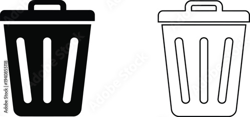 Modern trash can icons - recycling bin symbols vector isolated on transparent background, Vector
