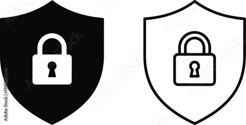 Set of 2 security shield icons vector