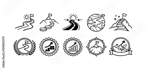 Business and finance line icon set. money, analytics, and accounting symbols outlined