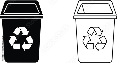 Recycling bins with recycling symbol Vector