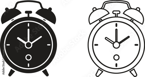 Black and white alarm clocks Vector