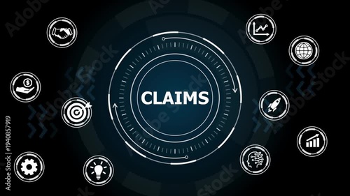 Insurance Claims Processing Business Finance Concept with Icon Animation.