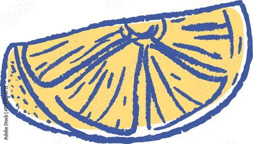Lemon Wedge Hand Drawn Engraving