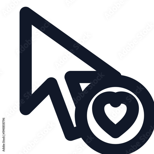 Mouse cursor pointer heart icon outline vector
