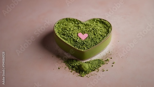 Matcha Powder Heart Wellness Background