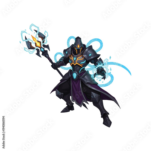 Fantasy character with magic staff.