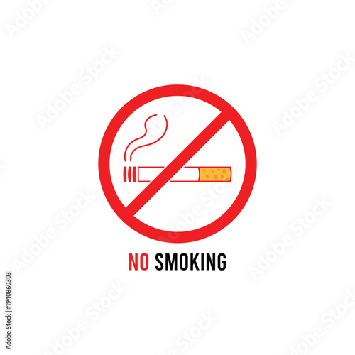 No Smoking Sign Prohibition Symbol Cigarette Illustration.