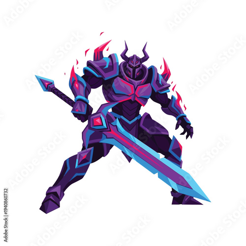 Fantasy warrior with sword and armor.