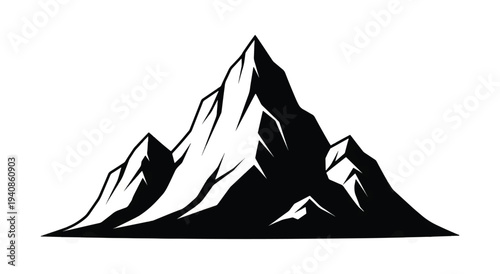 Black and White Mountain Illustration.