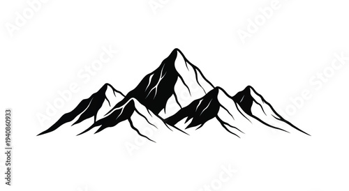 Black and White Mountain Peaks Illustration.
