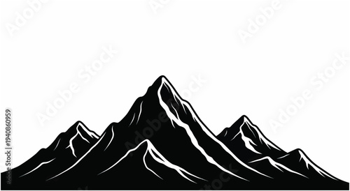 Black Silhouette of Mountain Peaks Illustration 1.