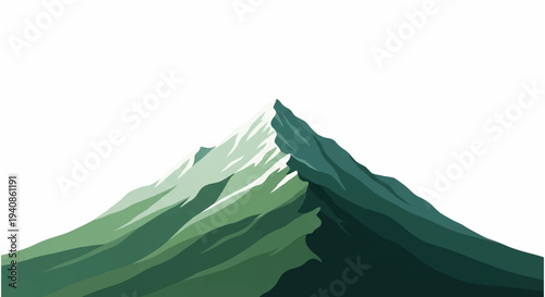 Mountain Peak Illustration with Green Hues.