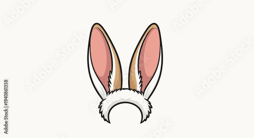 A pair of cute bunny ears with soft fur and pink accents, illustrated in a modern flat style