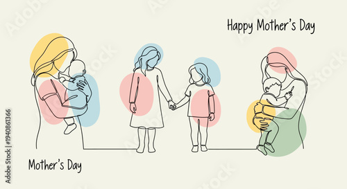 Motherhood Generations Family Love Illustration.