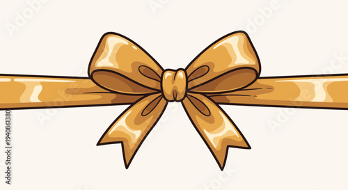 A detailed golden bow illustration with smooth curves and elegant design, perfect for gift wrapping and decoration