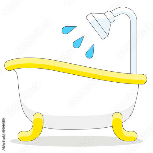 Yellow Clawfoot Bathtub with Shower Icon