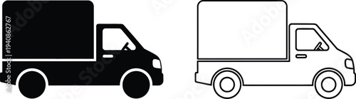 Black and white trucks side by side Vector