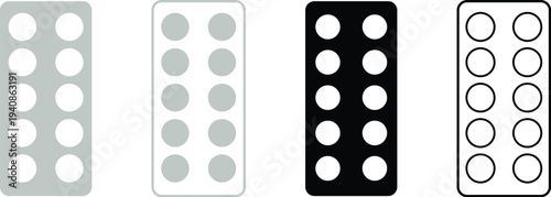 Set of abstract vector background illustrations featuring medical circles and pill capsules isolated on white for pharmacy healthcare and prescription drug concepts