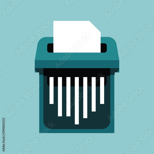 Modern paper shredder with sheet of paper on top for secure document destruction