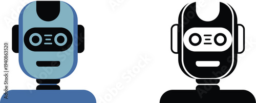 Modern robot heads with futuristic design elements