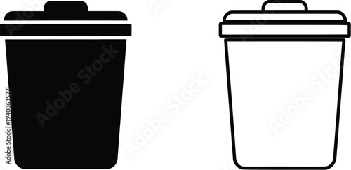 Black and white trash can icons Vector