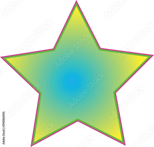 described showcases a vibrant five-pointed star that employs a gradient color scheme to create a visually appealing effect. The star's tips are a bright yellow, which conveys energy 