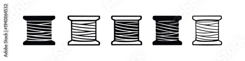 Spool of Thread Icons Set. Sewing and Crafting Supply Vector Illustration.