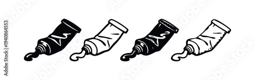 Paint Tube Icons Set. Art Supplies for Painting and Creative Projects Vector Illustration.