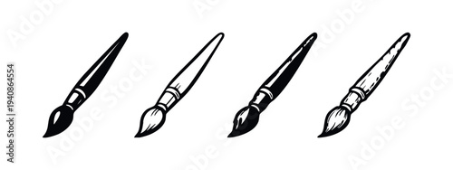 Paint Brush Icons Set. Art Supplies for Painting and Creative Projects Vector Illustration.