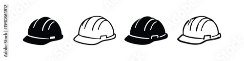 Safety Hard Hat Icons for Construction Workers and Industrial Sites