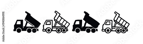 Industrial Dump Truck Icons for Material Hauling