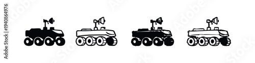 Compact Space Rover Icons Set - Futuristic Planetary Exploration Vehicles