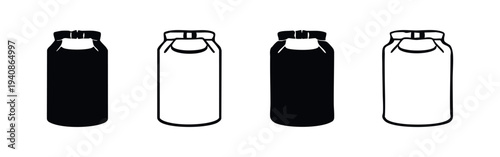 Black and White Camping Sleeping Bag or Dry Bag Icons